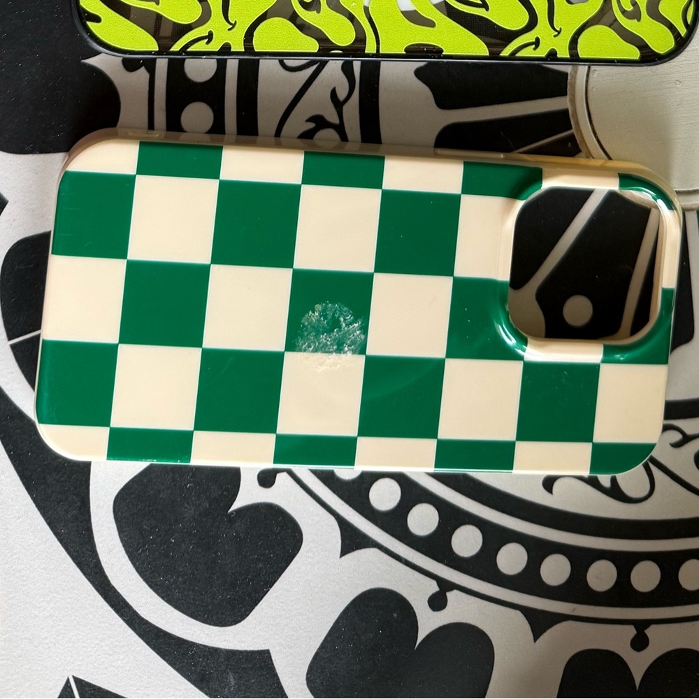 Casely Checkered Green and Cream iPhone 15 Pro Max Case